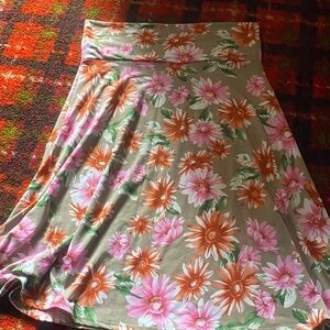 LuLaRoe Floral A-Line Skirt - Pink, Orange, and Green